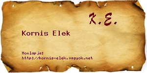 Kornis Elek névjegykártya