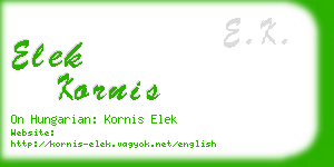 elek kornis business card